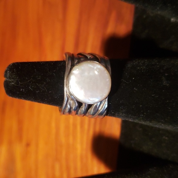 Silpada Sterling Silver & Pearl Coin Mermaid Ring - Picture 3 of 4